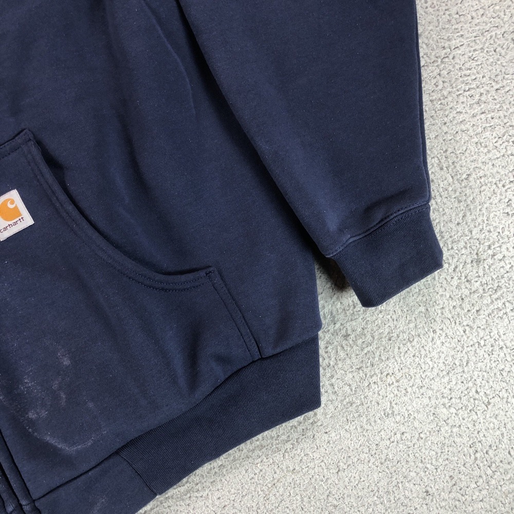 Vintage Carhartt Hoodie Mens Extra Lage Blue J149 Y2K Thermal Full Zip Workwear - Picture 4 of 13